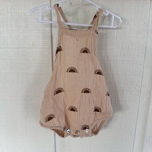 Rylee + Cru Beige Baby Romper with Sun Pattern
